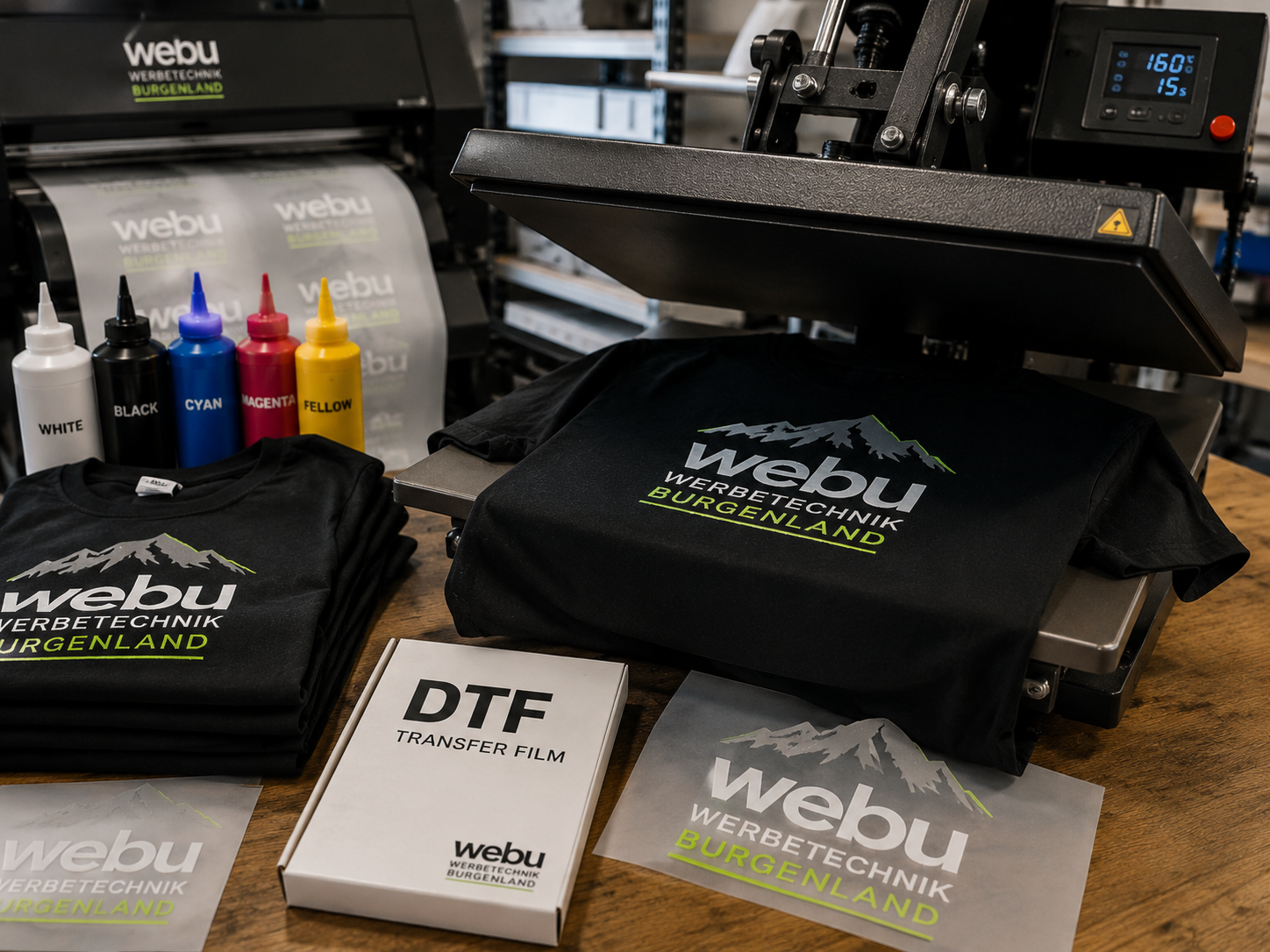 Textildruck im Burgenland mit Transferdruck DTF-Druck Siebdruck Shirts Hoodies und Firmenkleidung