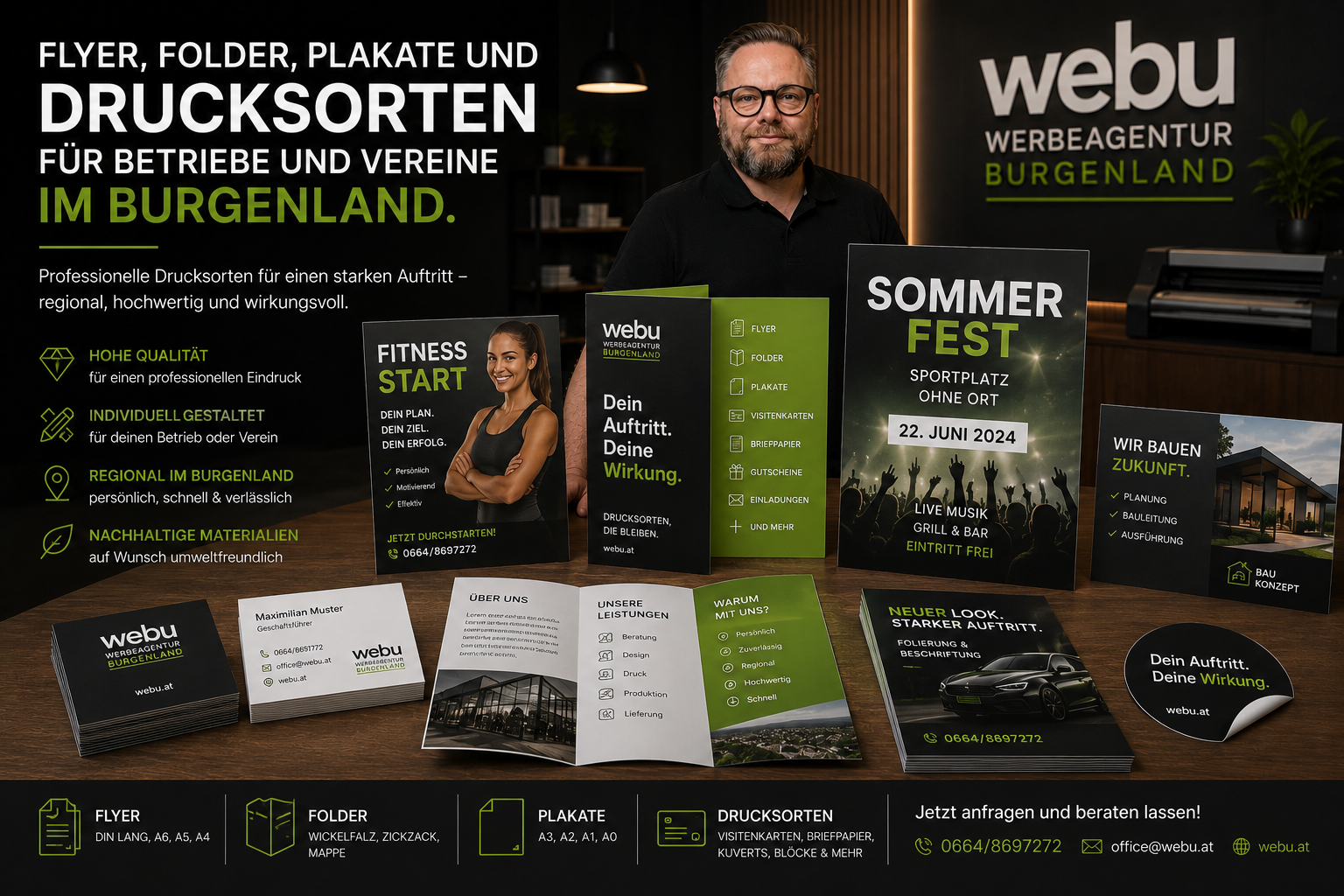 Flyer Folder Plakate und Drucksorten für Betriebe und Vereine im Burgenland